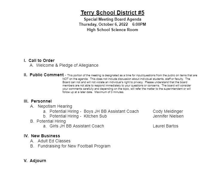 School Board Agenda & Packets